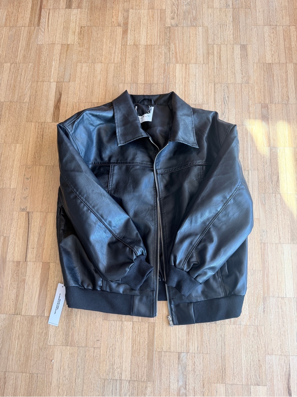 Princess Polly Black Faux Leather Bomber Jacket